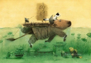 Fantasía popular Painting - cuentos de hadas panda fantasía